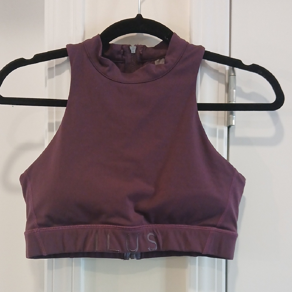 ILUS Purple Zipper Back Sports Bra Size Medium
